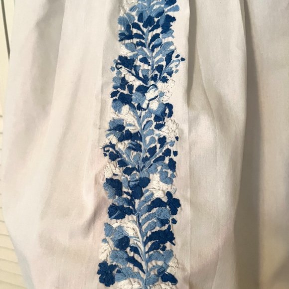 Mi Golondrina Blue & White Cielo Mexicano Flores Blouse - Size Small - Picture 4 of 12